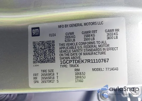 2024 Chevrolet Colorado 4Wd Z71 from USA, damaged, VIN 1GCPTDEK7R1110767